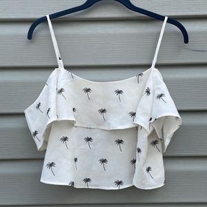 H&M Palm Tree Cold Shoulder Crop Top